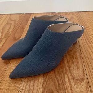 Stuart Weitzman Blue Canvas Mira Mules
